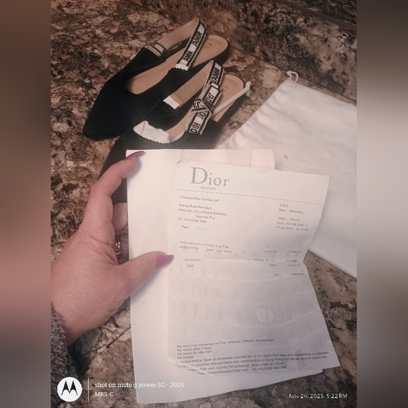 Christian Dior Lambskin Slingback Flats US 11/ EU 42d–w Proof Of Purchase - Picture 16 of 16